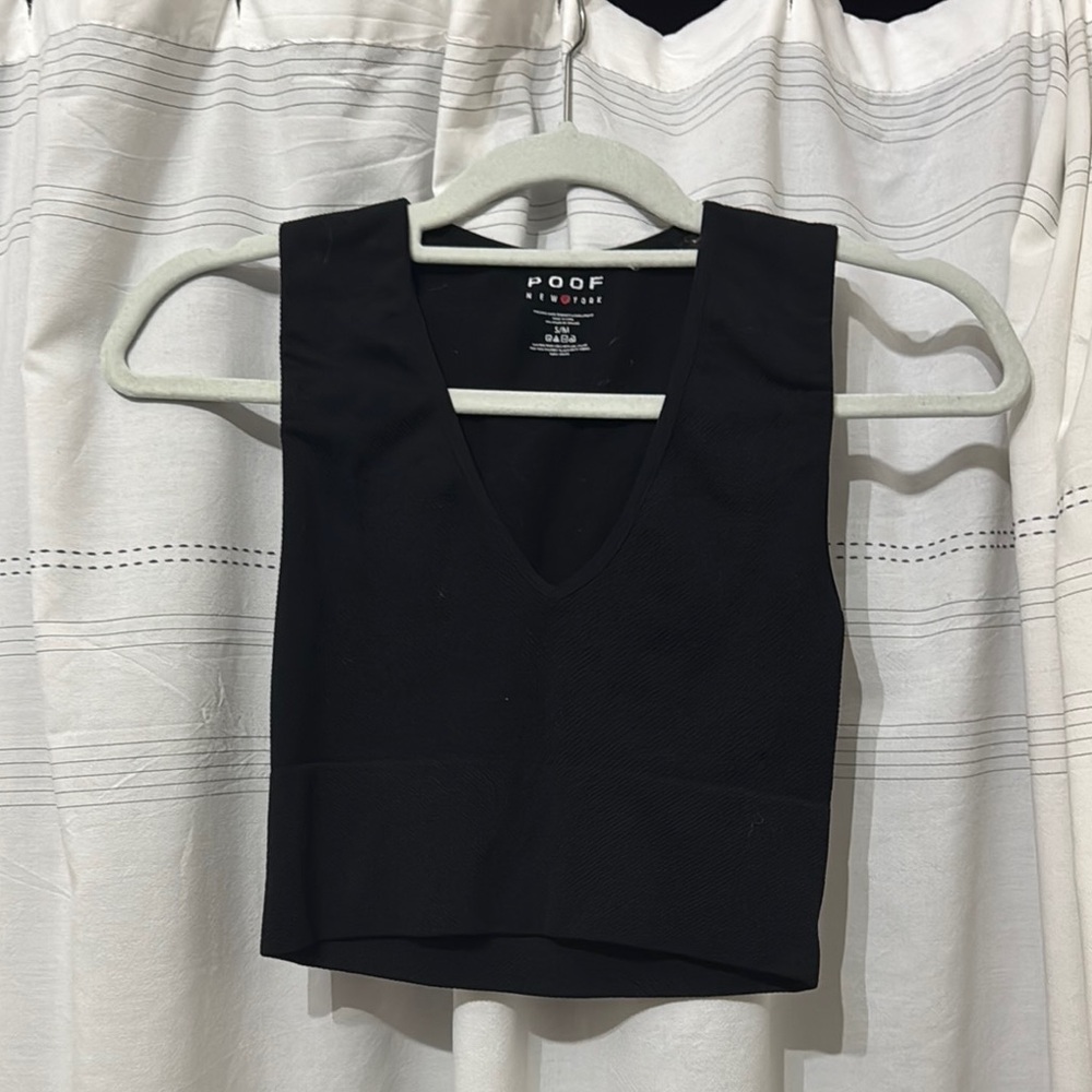 Poof! Black Sleeveless Fitted Crop Tank Top